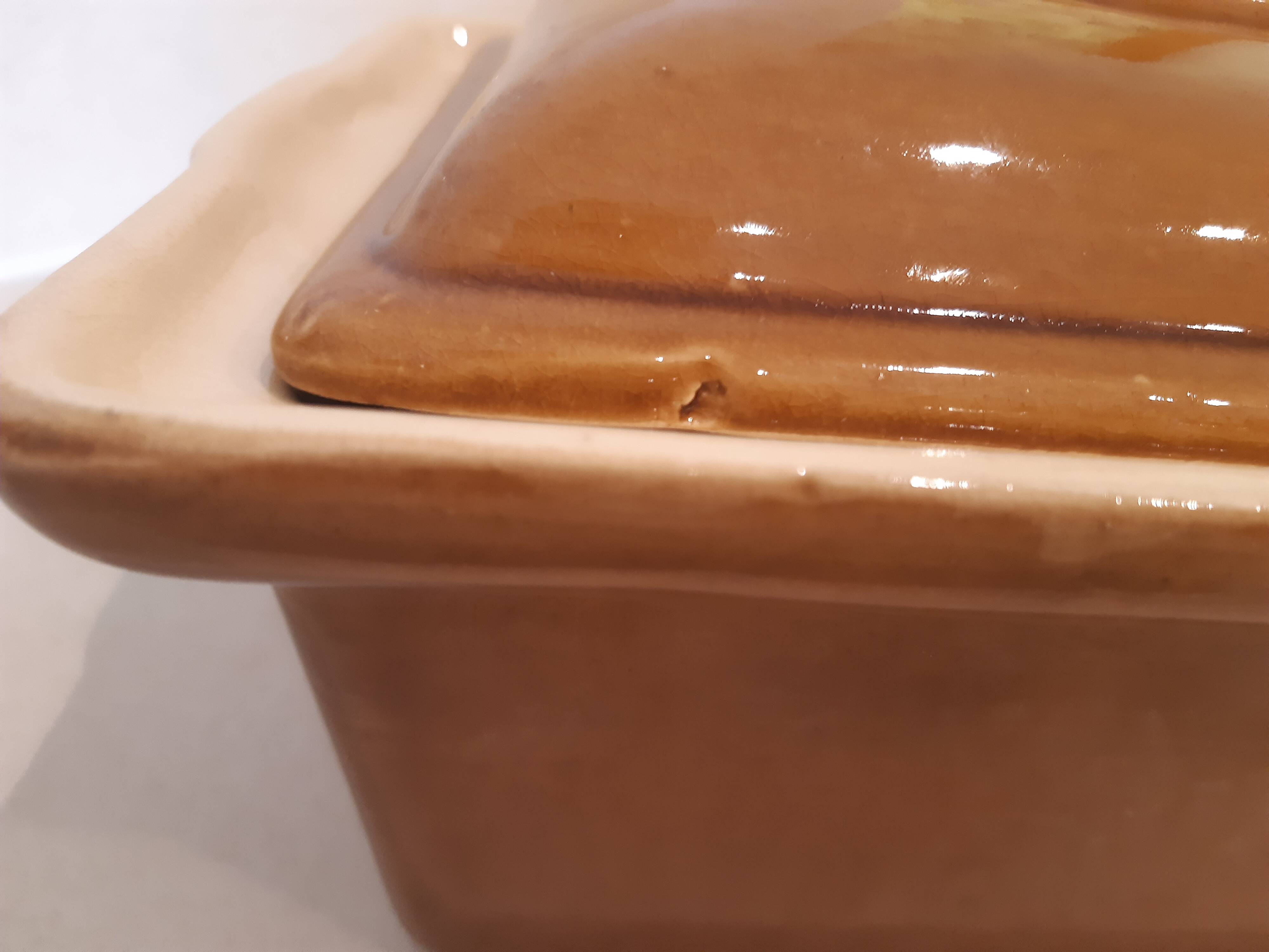 Glazed earthenware casserole pot