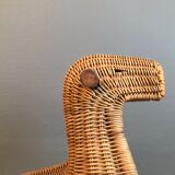Rattan and bamboo rocking horse