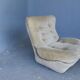 Salon baquet en velours beige vintage années 70