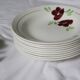 Set of 9 Salins hollow plates, Ninon pattern, French vintage, authentic, rare, countryside