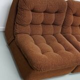 Vintage Brown German 3-seat Modular Design Sofa Boucle, 1970s