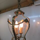 Lantern, chandelier 2 lights, glass and bronze