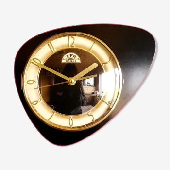 Vintage clock, wall clock "FFR Morbier red and black"