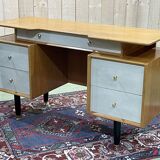 English office of the 70s in blond oak