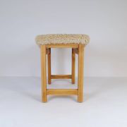 Modern Scandinavian stool in pine and sheepskin, Sweden, 1970s