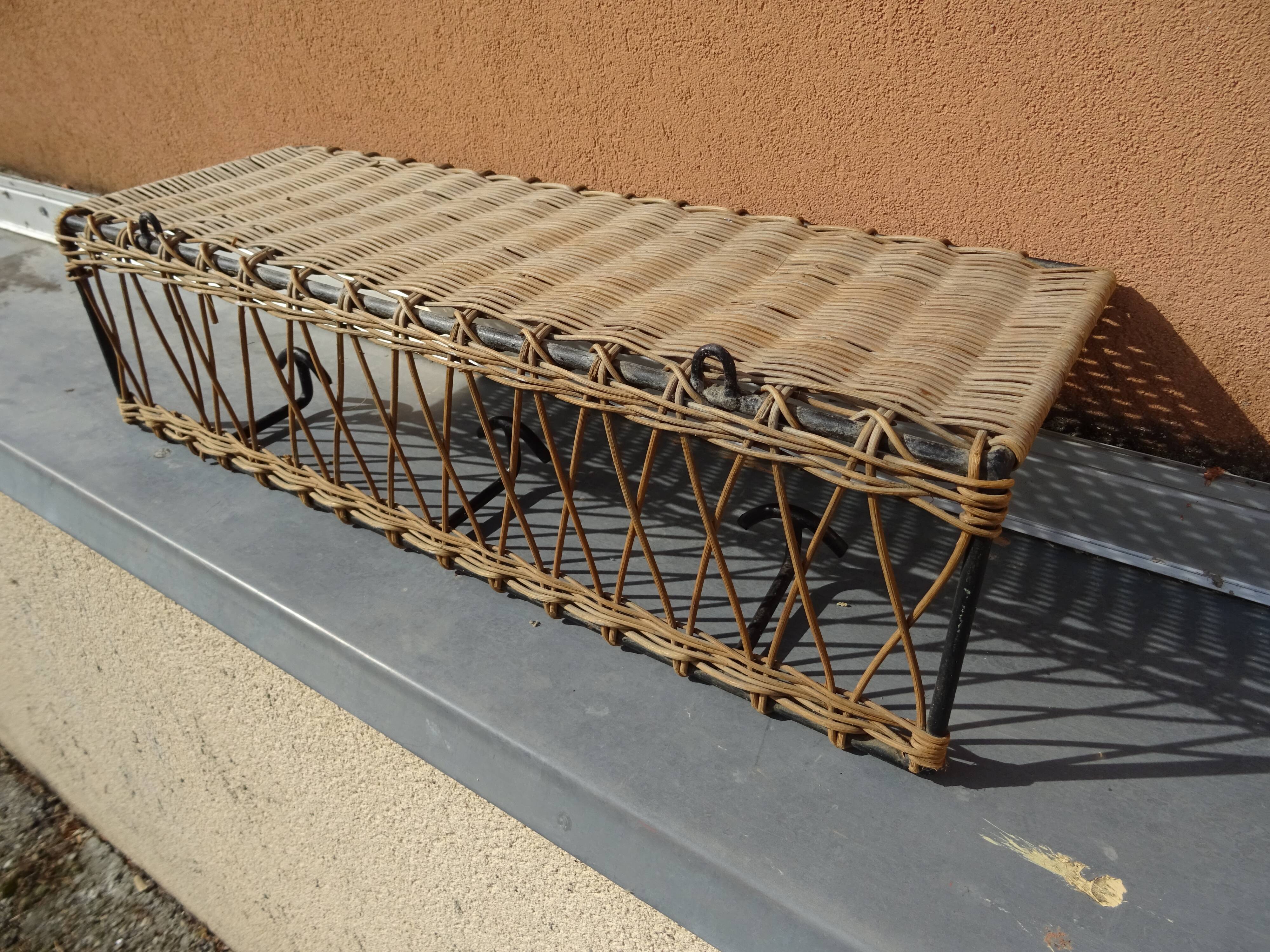 Ferotin coat rack in wicker and metal from the 60s vintage