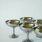 Set of 6 large stainless steel bowls, Tall, Design, 1970, 10 x 10 cm