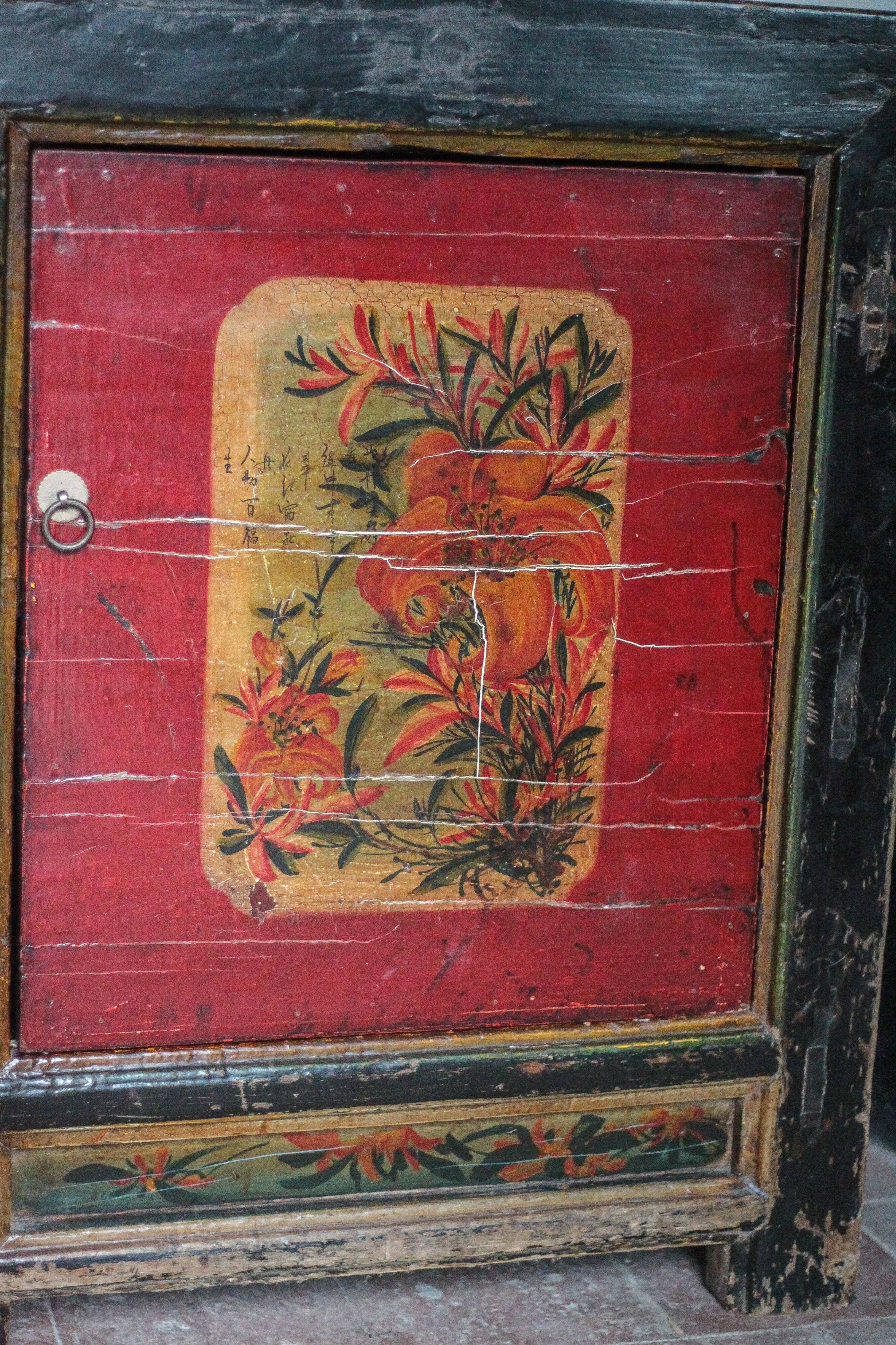 Chinese buffet from Mongolia, 2 doors, converted antique chest.