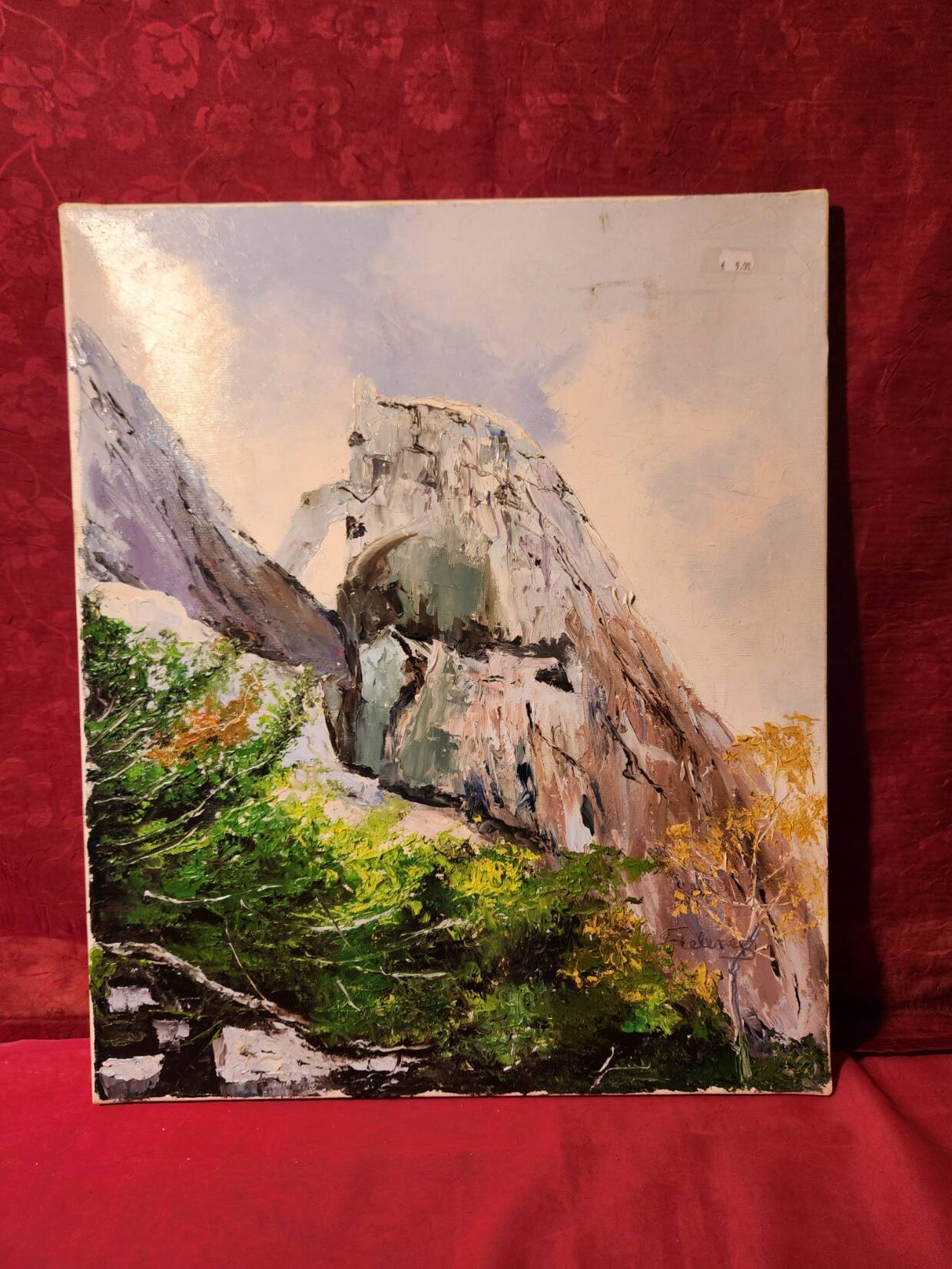 Oil painting on canvas Provence landscape Sainte Victoire Mountain