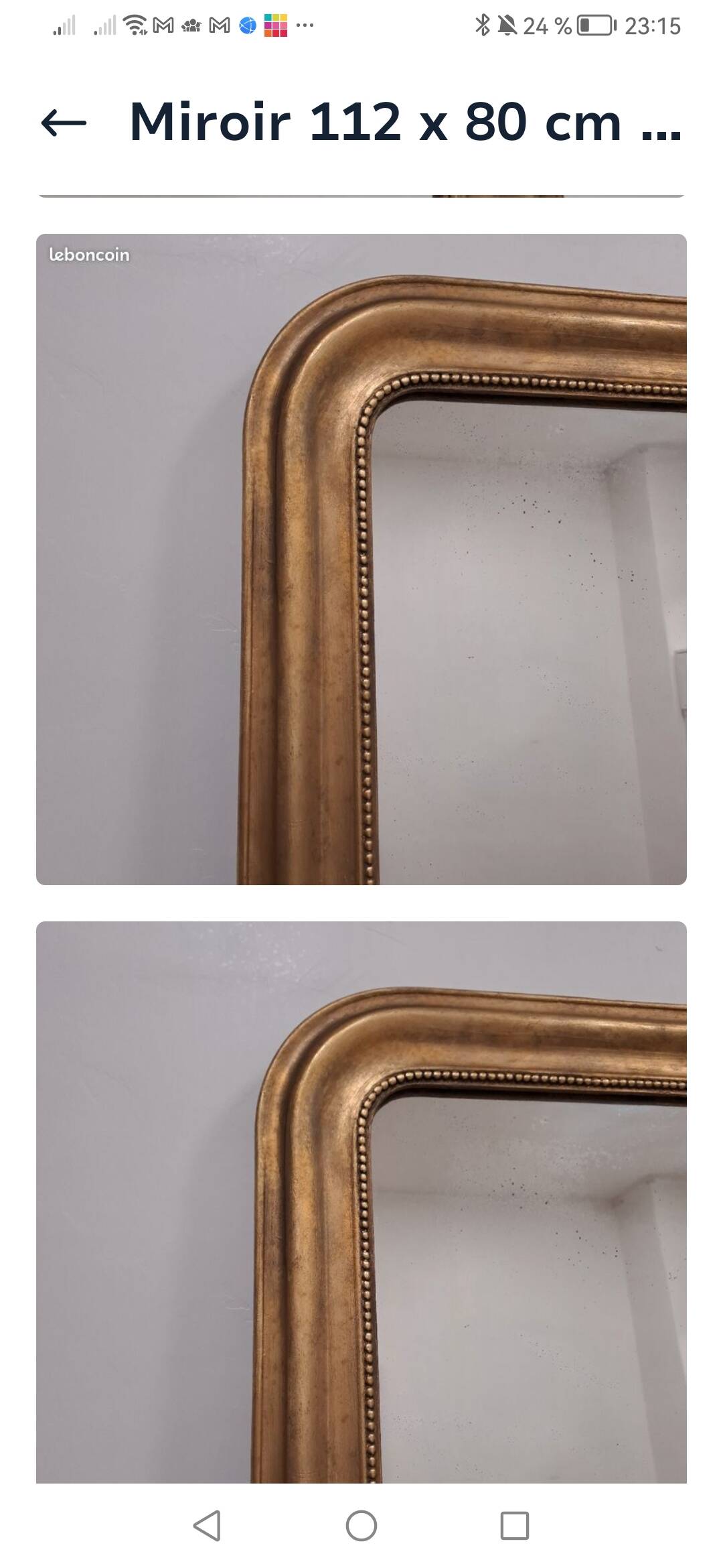 Large antique Louis Philippe gilded mirror