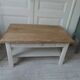 Coffee table made from a vintage table, pearl gray patina, wooden top.