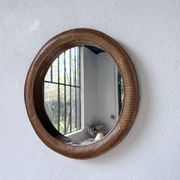 Woven wicker round mirror 1960