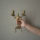 Pair of candlesticks candelabra candle holders brass African art man handcrafted ethnic decoration