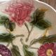 Ancienne assiette barbotine 3 fleurs art déco