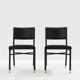 Jacques Quinet paire de chaises cuir noir laiton 1950