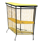 Vintage bar furniture in perforated metal and Scoubidou, boomerang shape, Matégot style 1950