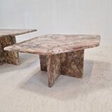 Set of 3 italian marble coffee or side tables, 1970s