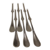 6 silver-plated lobster picks by Christofle, Perles pattern