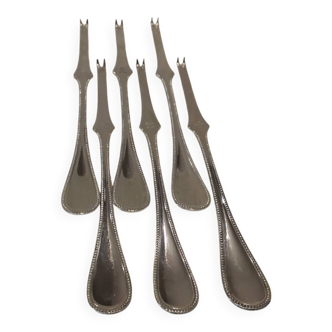 6 silver-plated lobster picks by Christofle, Perles pattern