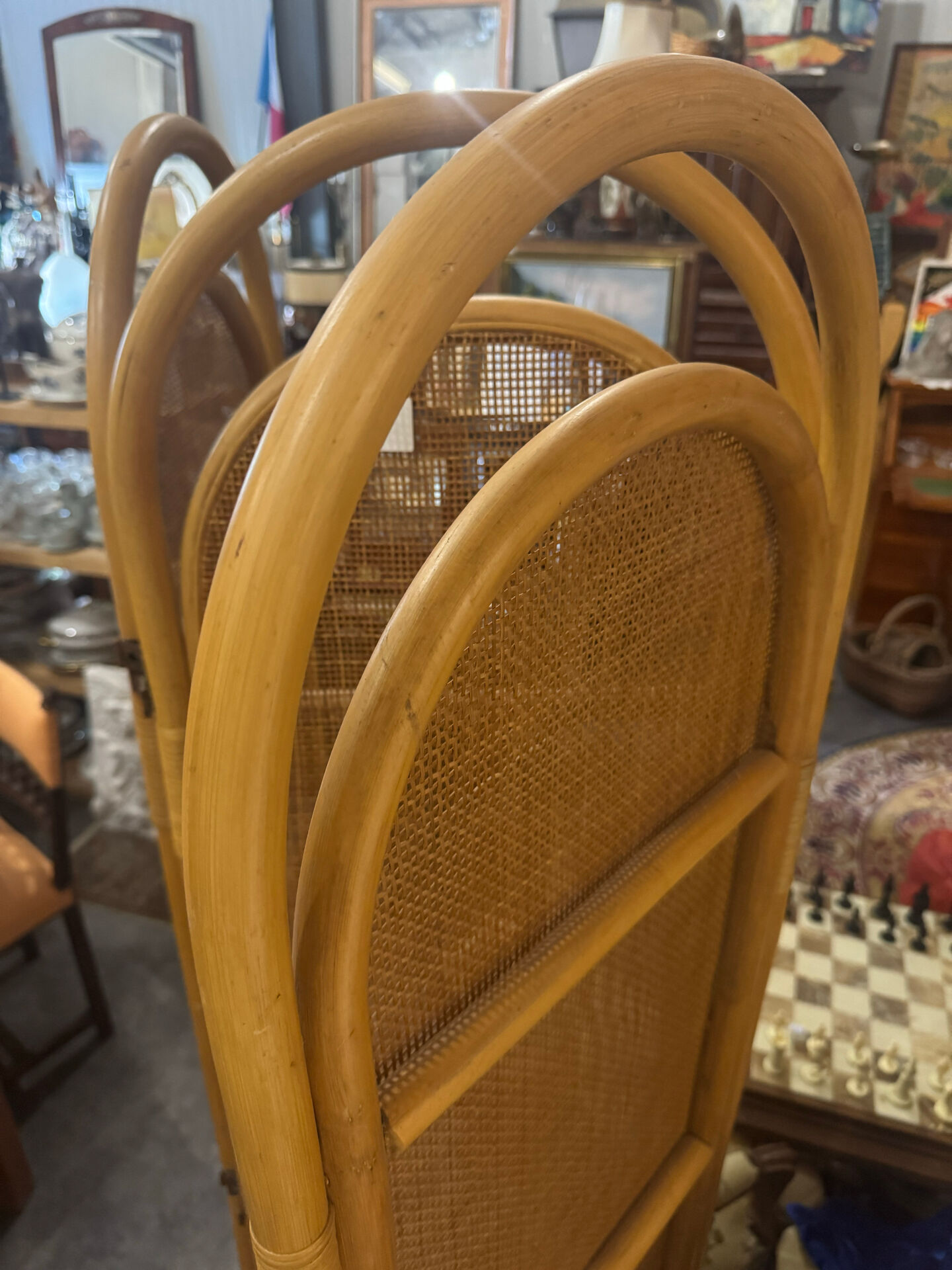 Sculptural Screen in Three Parts in Rattan and Wicker, 1970s