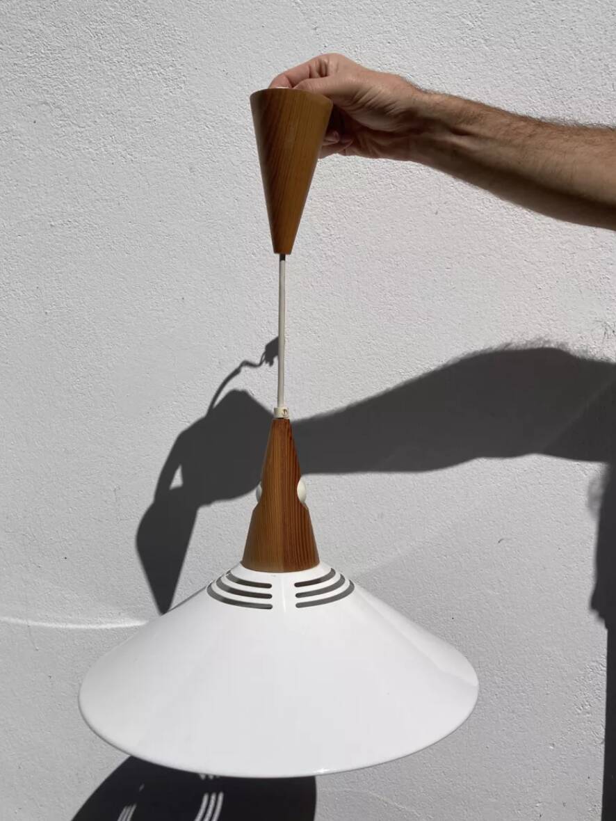 Scandinavian white metal pendant light