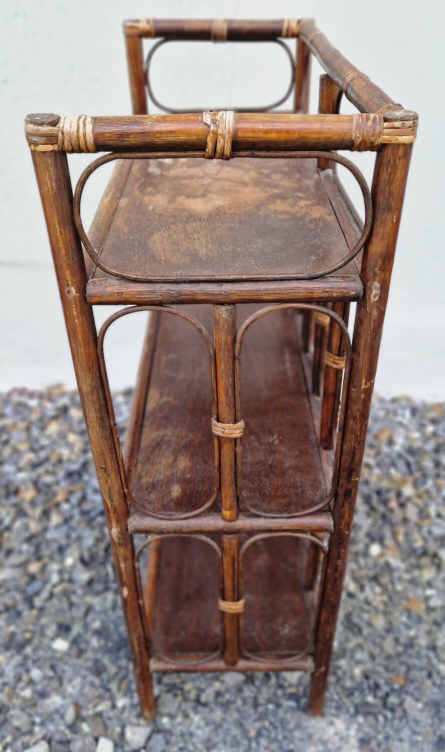 Wood and wicker bookshelf