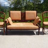 Antique Louis Philippe style chairs in walnut and velvet