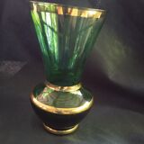 Two vintage green vases in glass and granite effect 50s