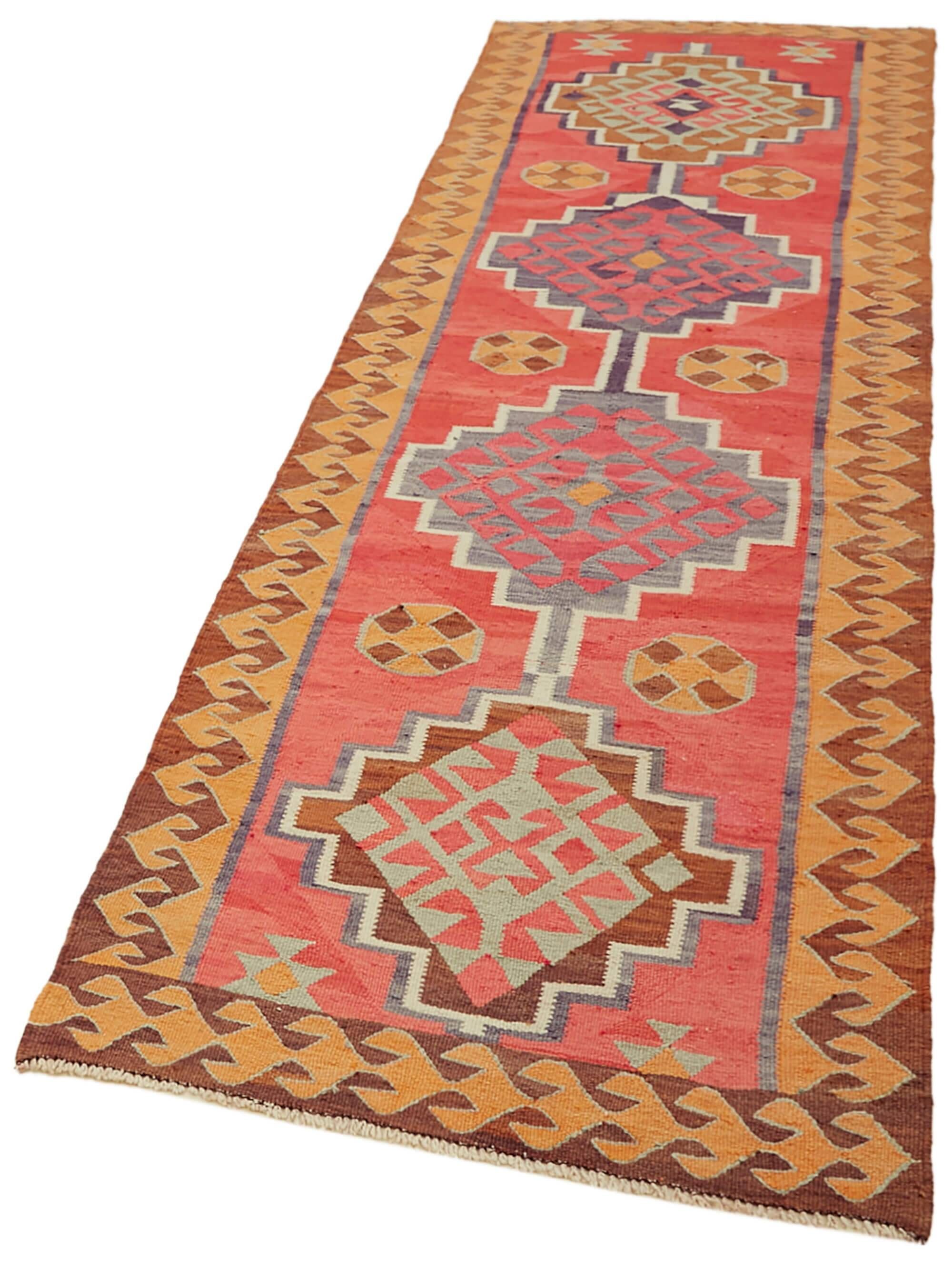 Turkish Handwoven Vintage Herki Kilim 98 cm x 326 cm