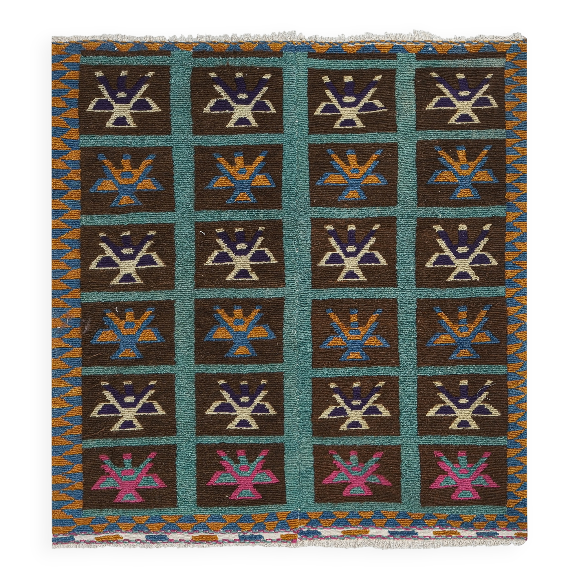 Vintage Turkish Oushak Rug Handwoven 125x140 cm