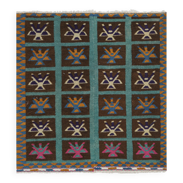 Vintage Turkish Oushak Rug Handwoven 125x140 cm