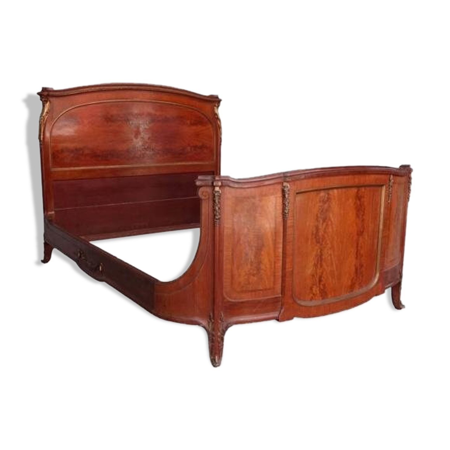 Golden bronze Louis XVI style mahogany bed