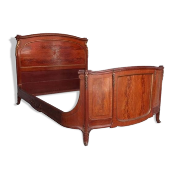 Golden bronze Louis XVI style mahogany bed