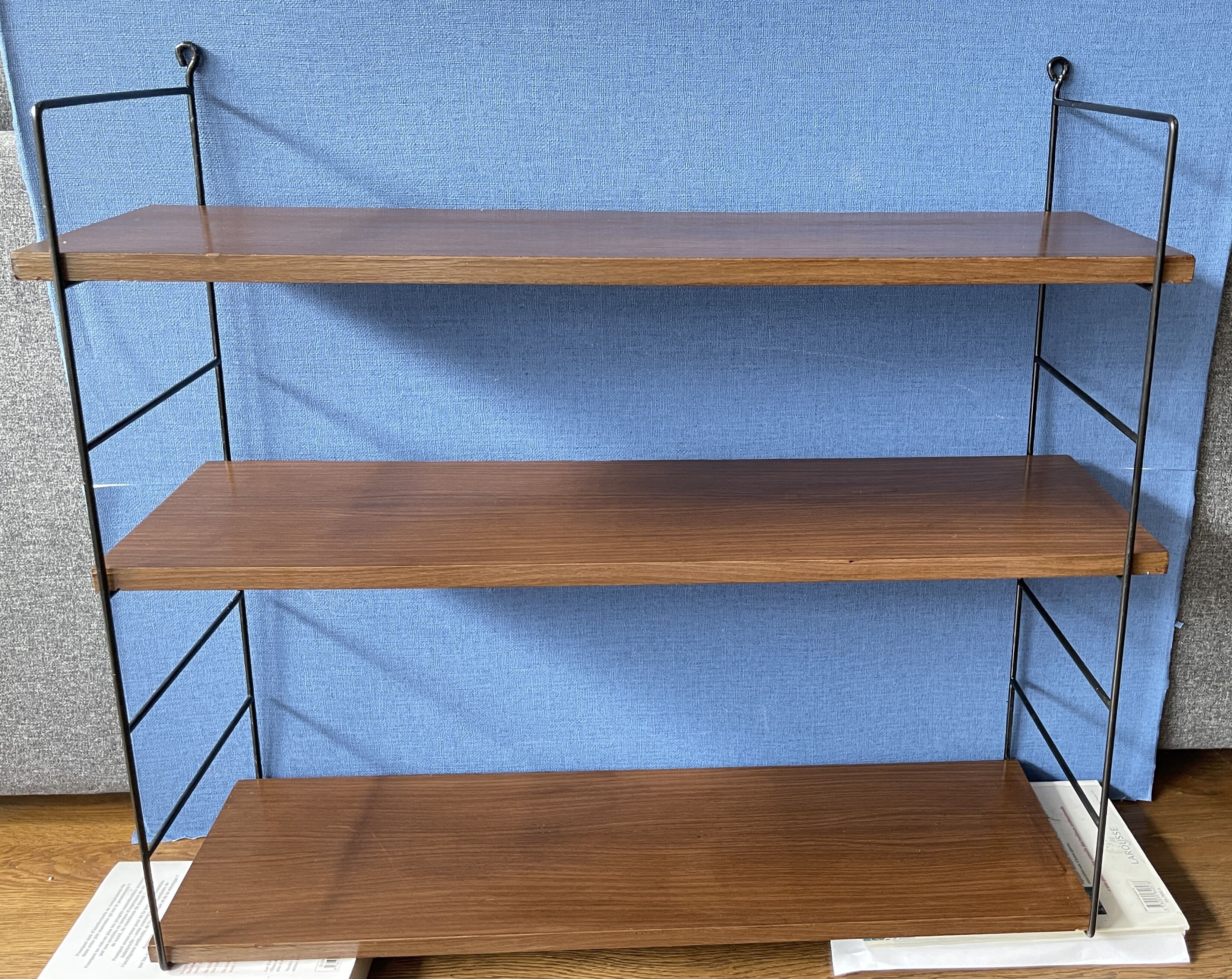 3 teak wall shelves, Nils Strinning 75 cm