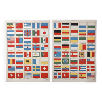 Lot two lithograph plates on flags 1900