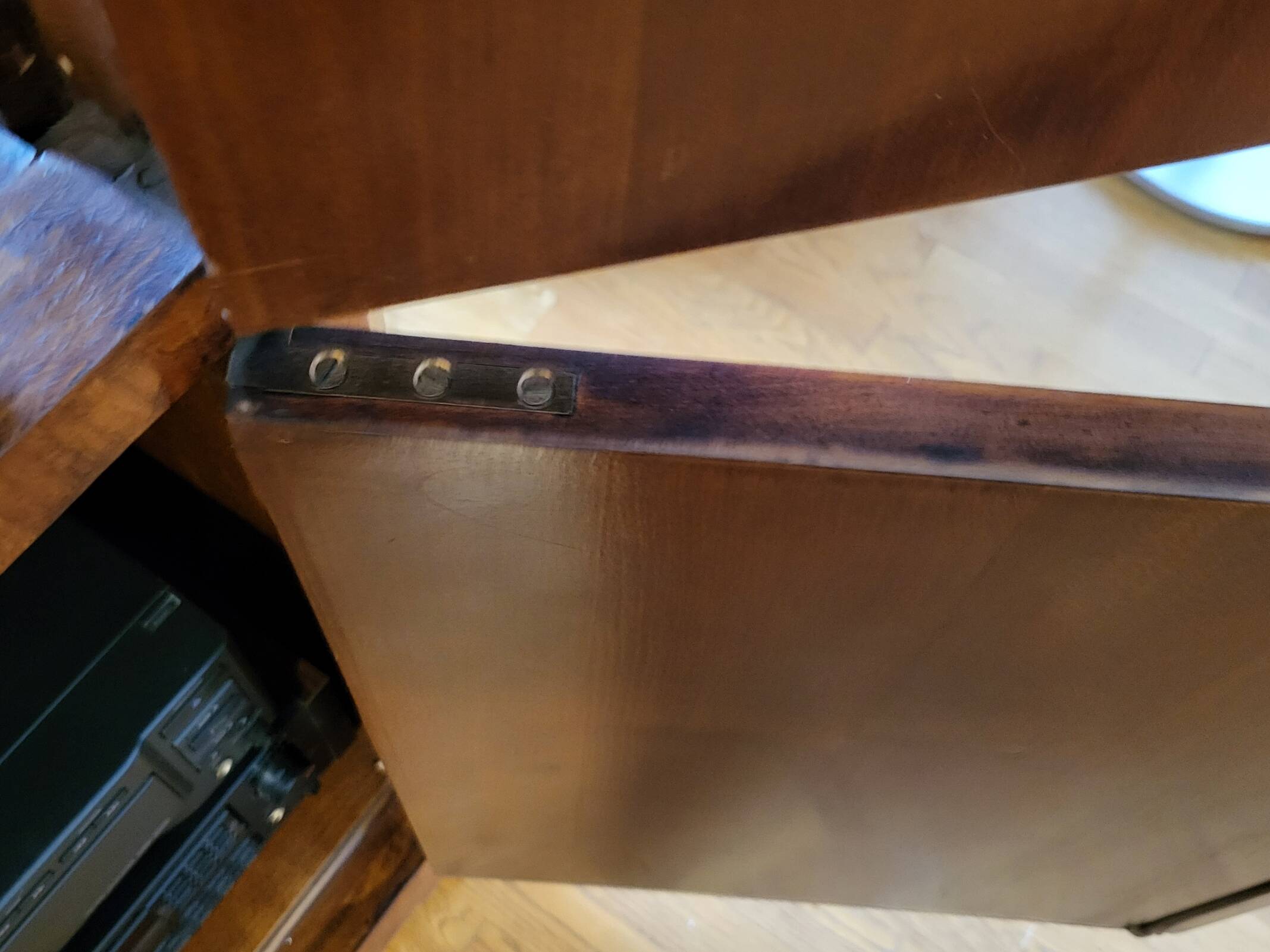 High sideboard in rosewood and marble slab, Louis XVI style, French