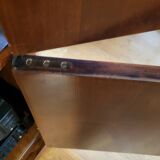 High sideboard in rosewood and marble slab, Louis XVI style, French