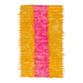New Hand-Knotted Shag Pile Tulu Rug in Hot Pink and Yellow, 100% Mohair Wool
