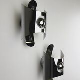 Pair of chromed space age wall lights, Italy, 1970s