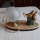 Lamp marble metal golden frosted glass 1940
