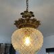 Vintage Pineapple pendant light in molded glass and gold metal