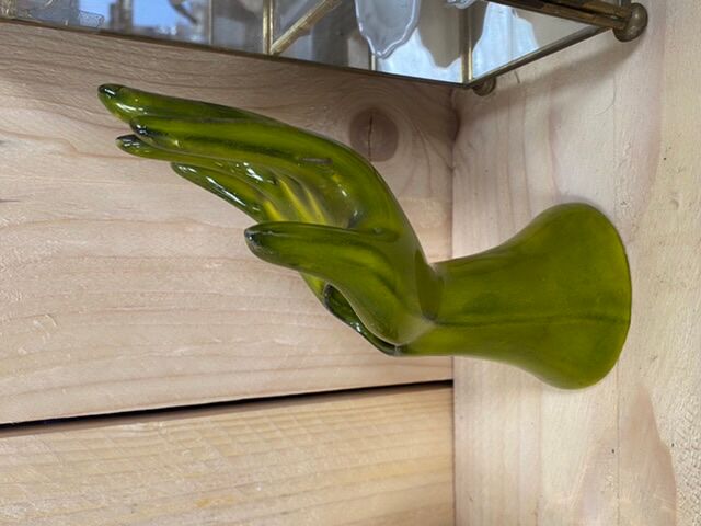 Vintage green hand vase