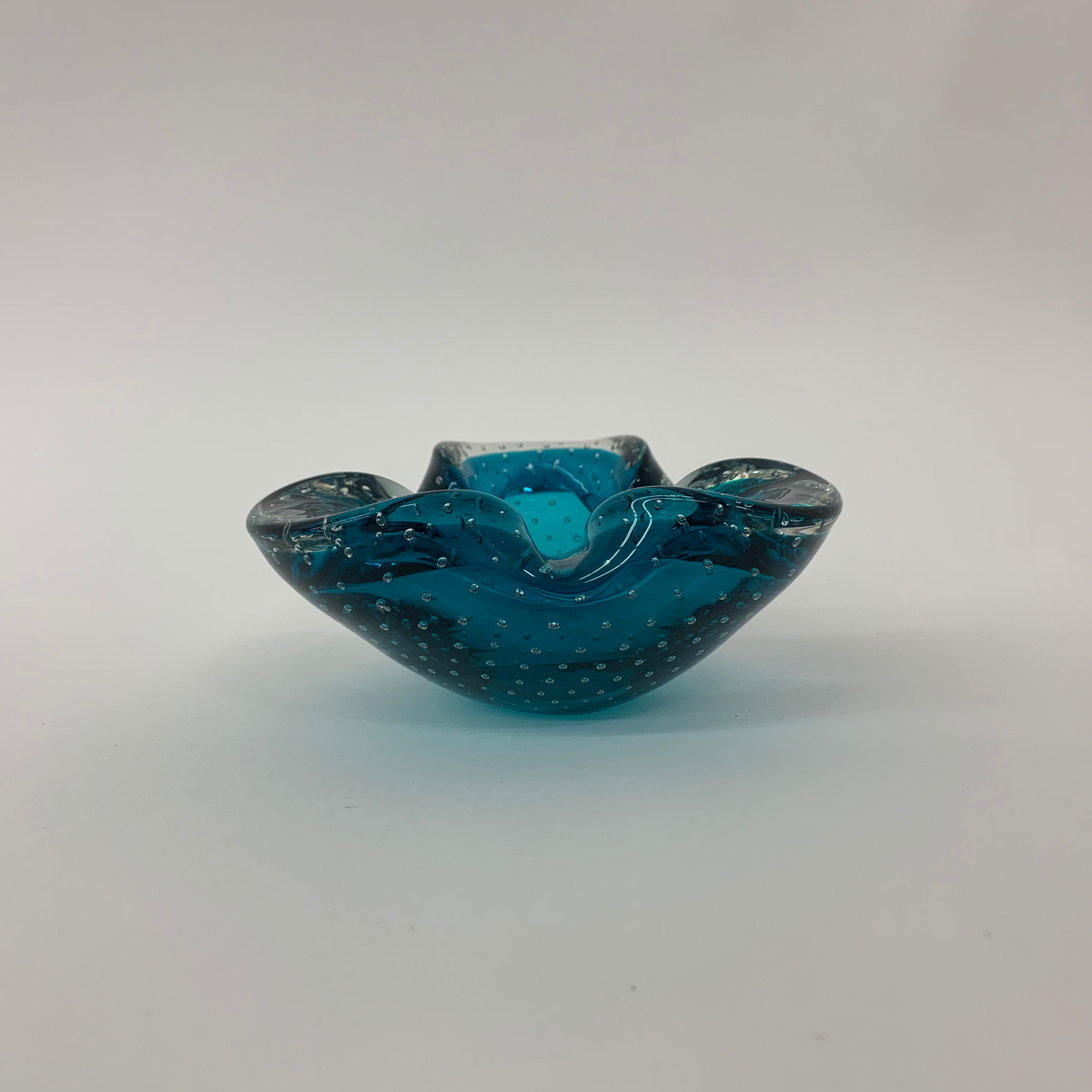 Mid century design set of 4 blue murano glass bowls , 1970's