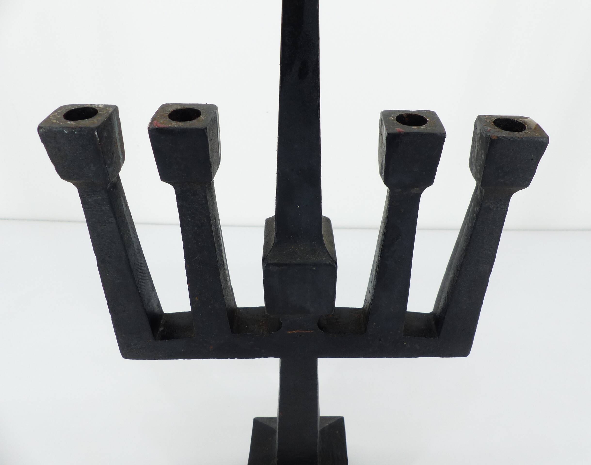 Brutalist candelabra in black forged steel 1950
