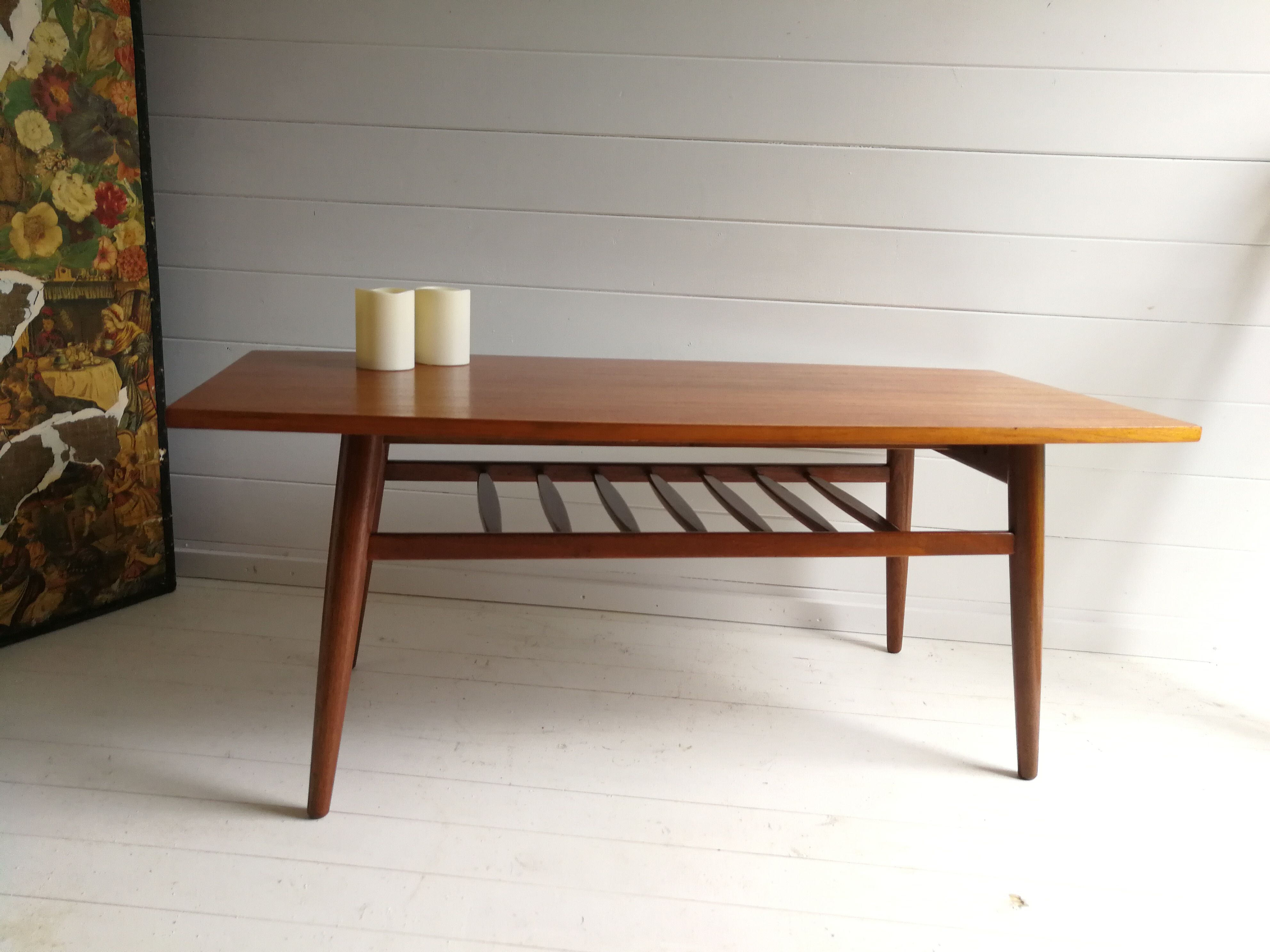 Mid Century Retro Vintage Danish Style Two Tier Teak Coffee Table. 60s