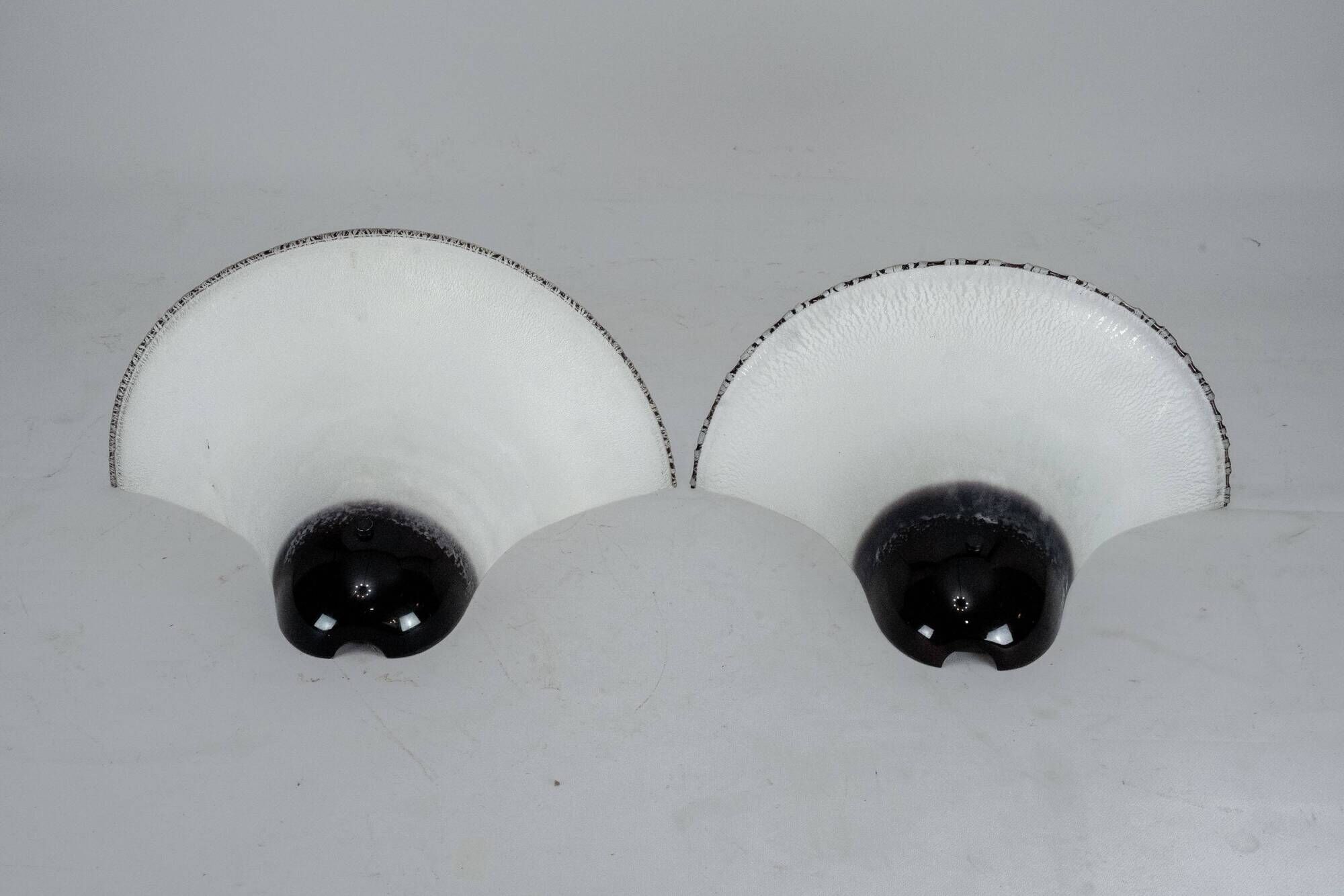 Pair of Large Labeled Barbini Murano Glass Wall Sconces. Italy 1970s