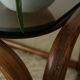 Table basse en bambou et verre fumé vintage