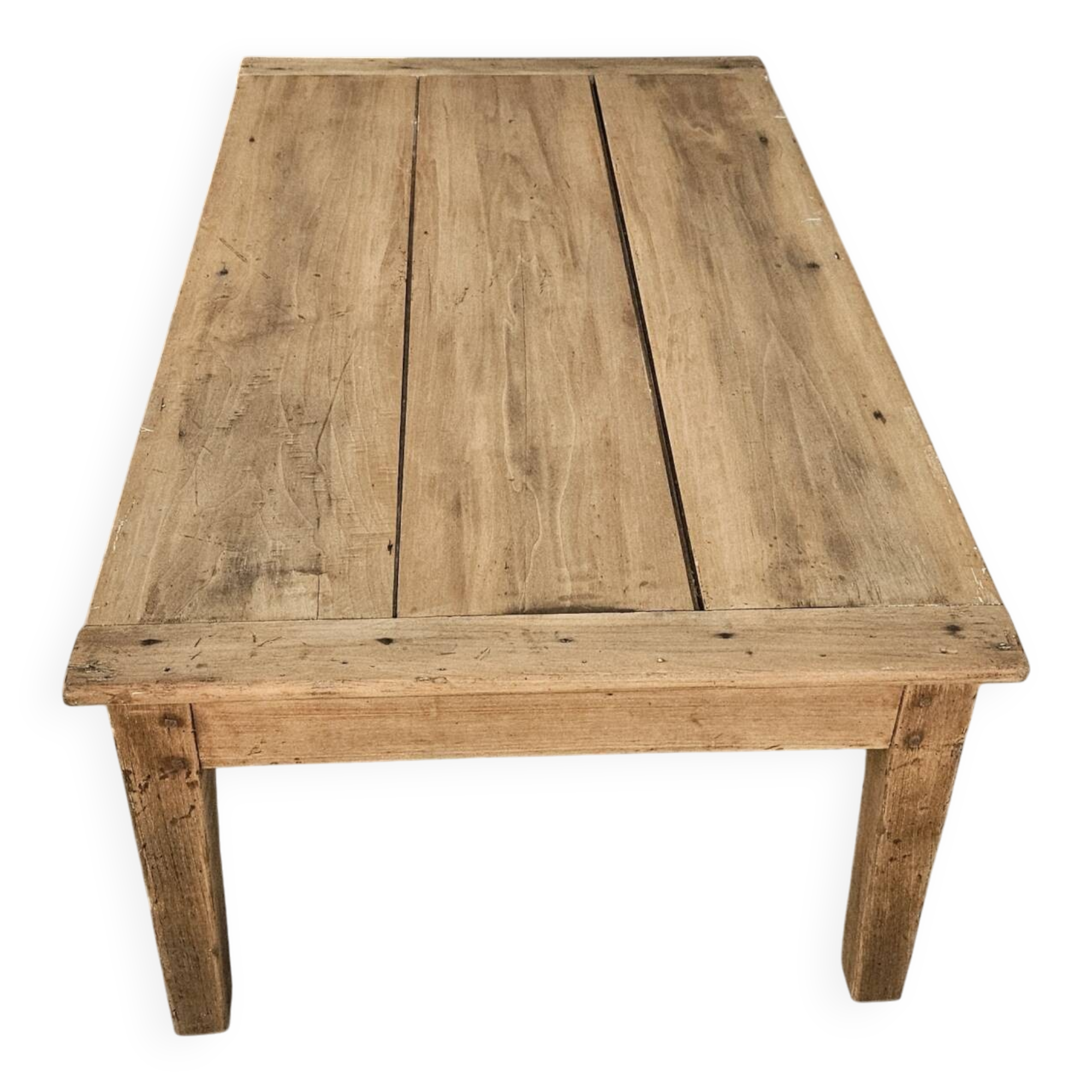Antique low farmhouse table in beech wood