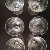 6 Verres ancien  soufflé et ciselé