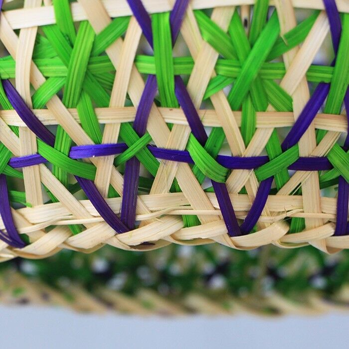 Green rattan globe chandelier